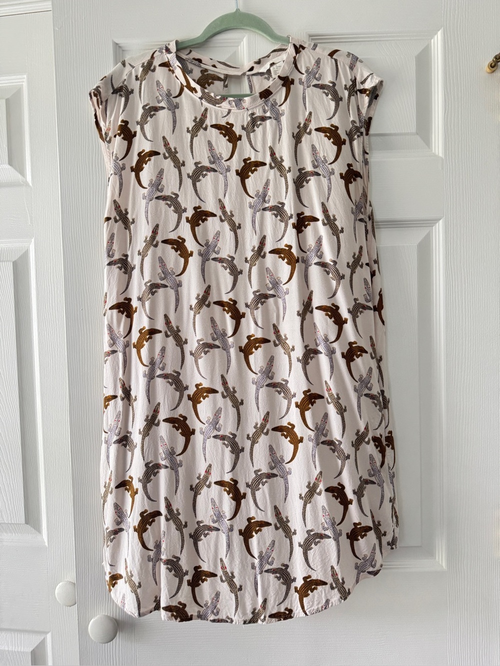 H&M White Dress with Brown and Gray Lizard Print